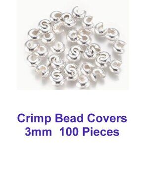 100pcs Silver Plated Brass Crimp Beads Covers, 3mm